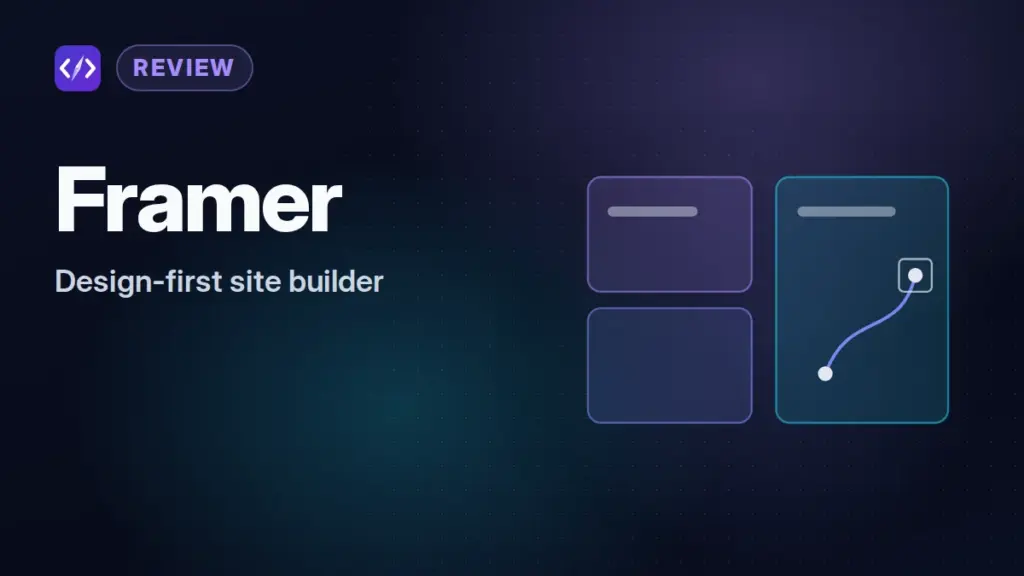 Framer review: CodeToolPilot editorial illustration (design-first site builder)