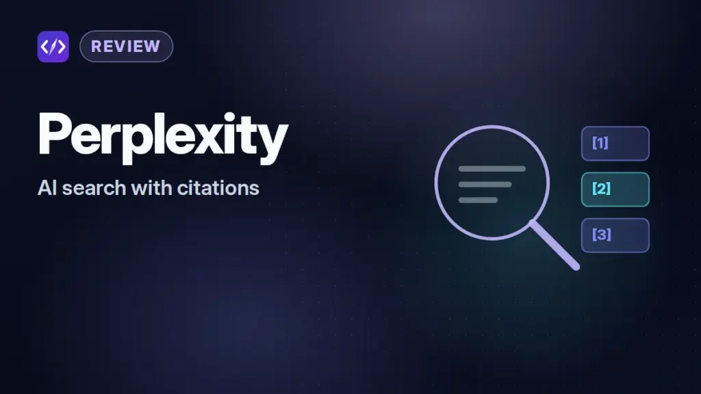 Perplexity review: CodeToolPilot editorial illustration (ai search with citations)