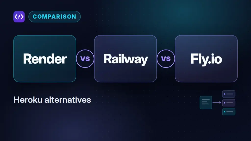 Render vs Railway vs Fly.io comparison: CodeToolPilot editorial graphic (heroku alternatives)