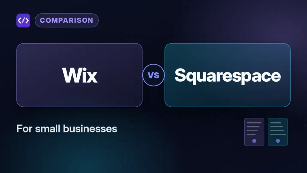 Wix vs Squarespace comparison: CodeToolPilot editorial graphic (for small businesses)